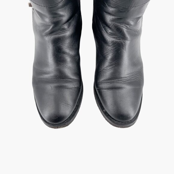 Chanel CC Turnlock Ankle Boot Size 36.5 US 5.5-6 Black Leather Moto Biker Bootie - Picture 4 of 15